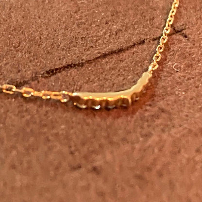agete K10 yellow gold crescent moon necklace with 0.05ct diamonds on 40cm chain