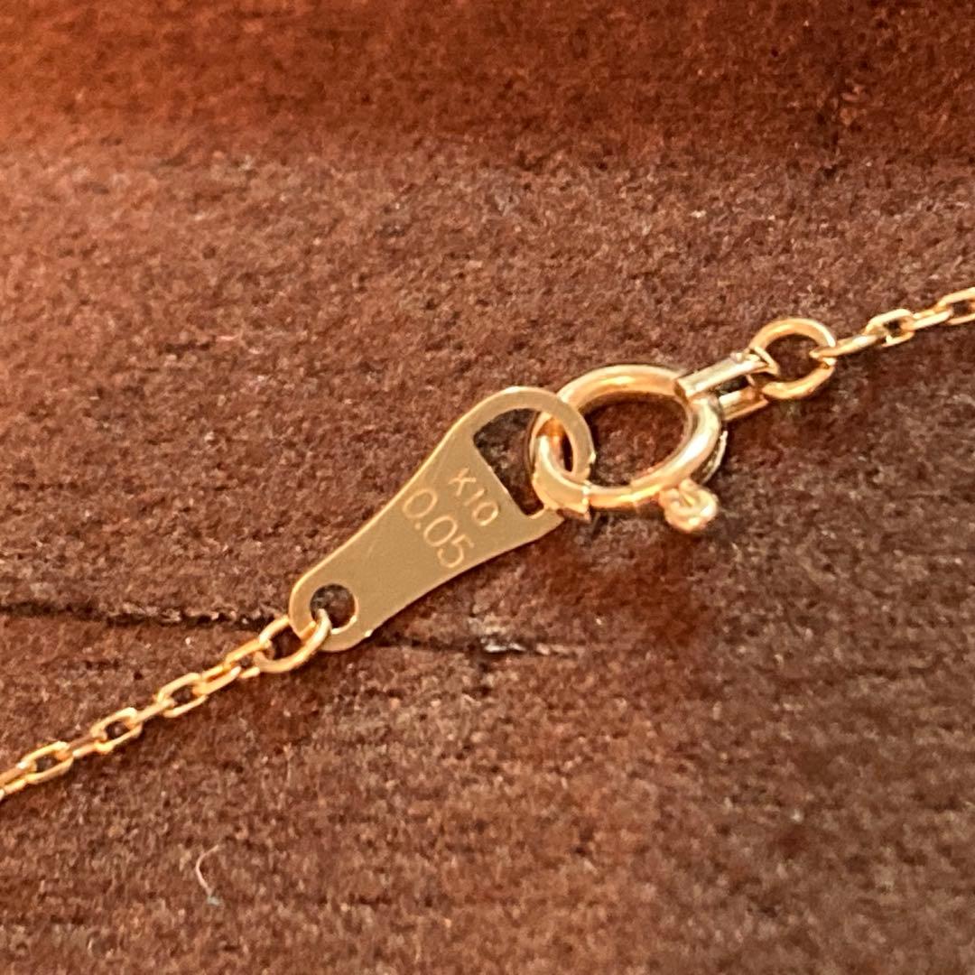 agete K10 yellow gold crescent moon necklace with 0.05ct diamonds on 40cm chain