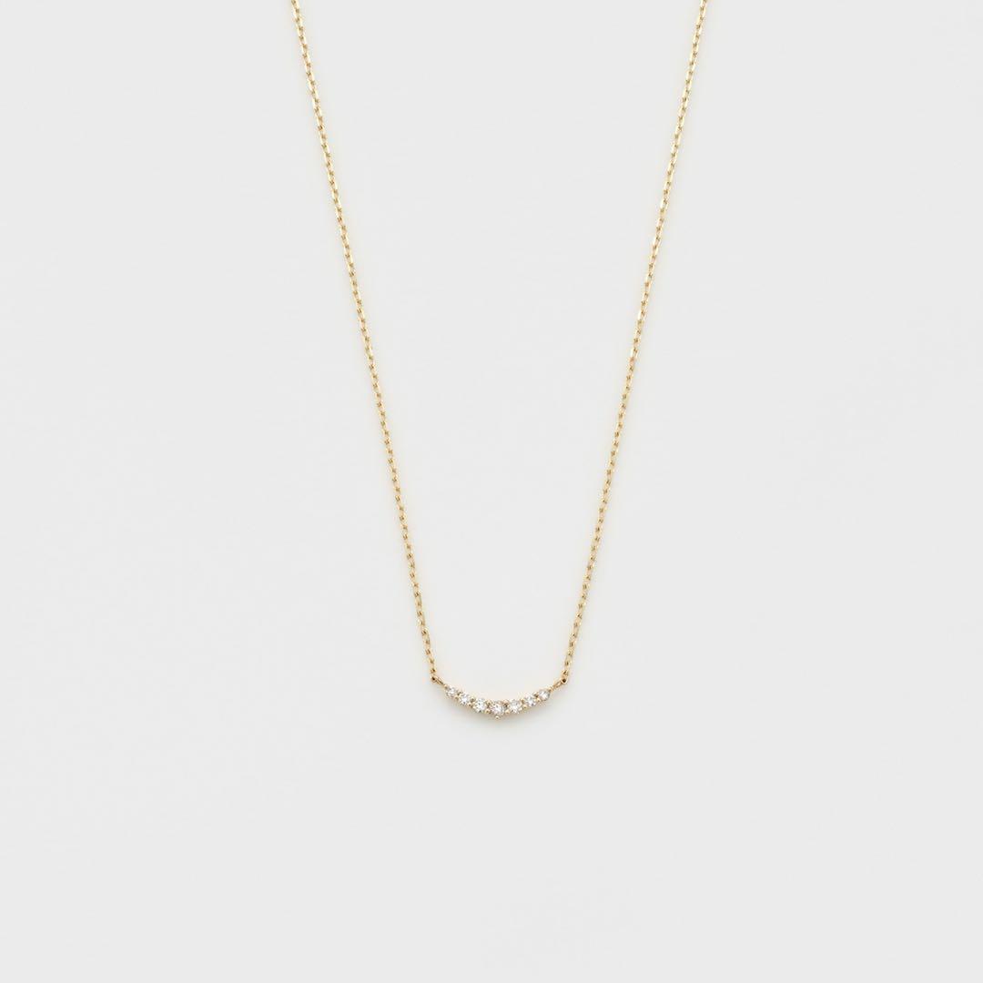 agete K10 yellow gold crescent moon necklace with 0.05ct diamonds on 40cm chain