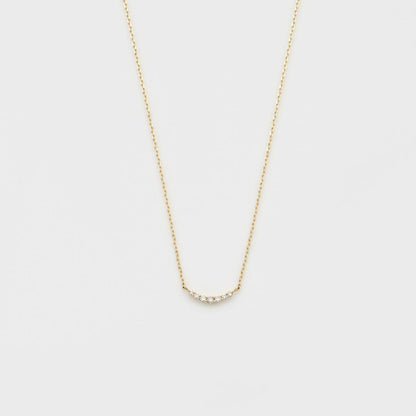 agete K10 yellow gold crescent moon necklace with 0.05ct diamonds on 40cm chain
