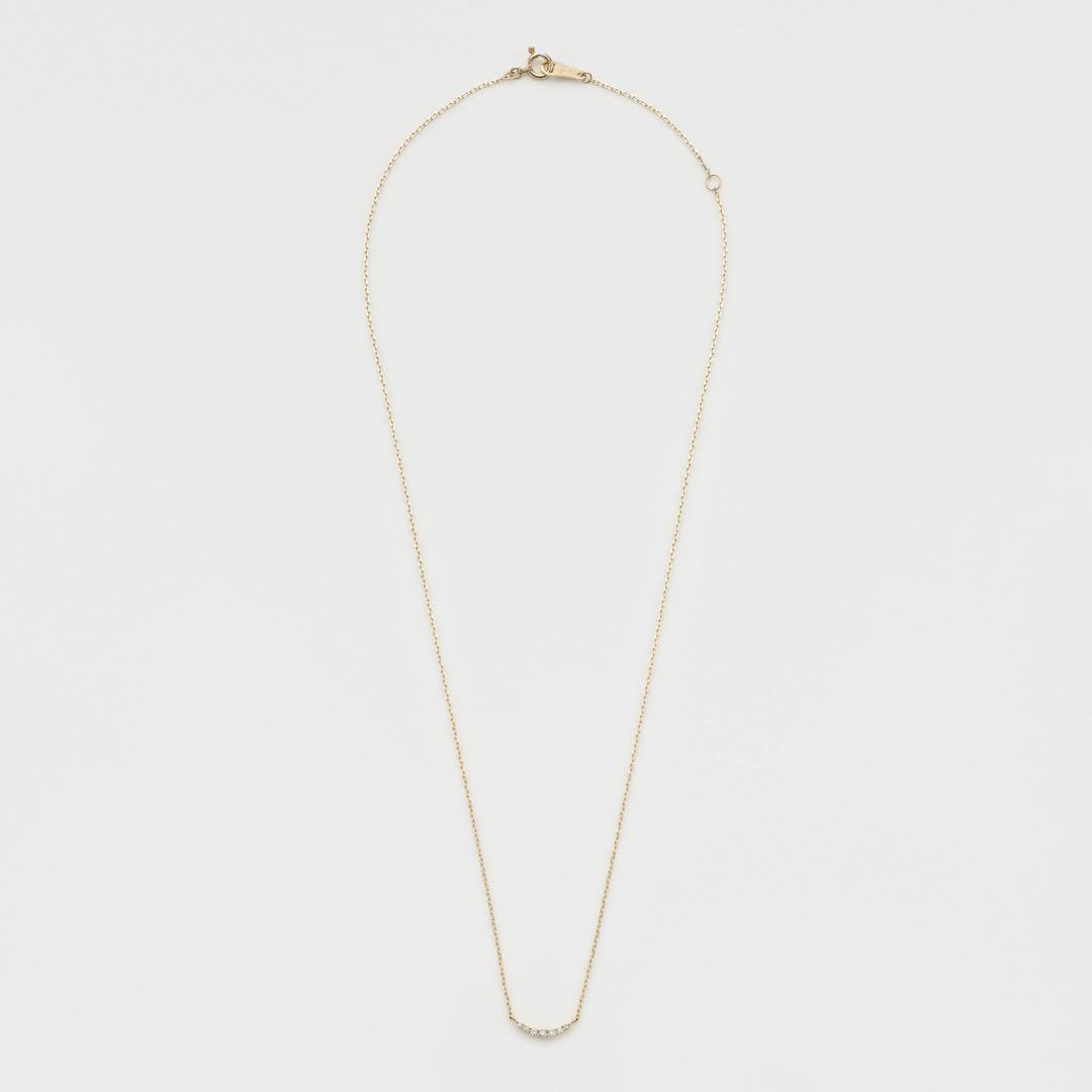 agete K10 yellow gold crescent moon necklace with 0.05ct diamonds on 40cm chain