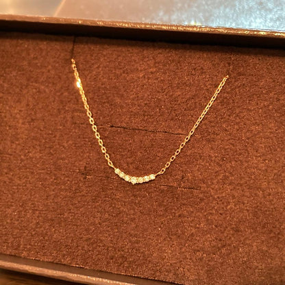 agete K10 yellow gold crescent moon necklace with 0.05ct diamonds on 40cm chain