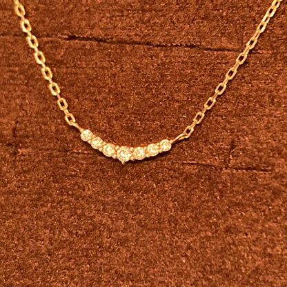 agete K10 yellow gold crescent moon necklace with 0.05ct diamonds on 40cm chain
