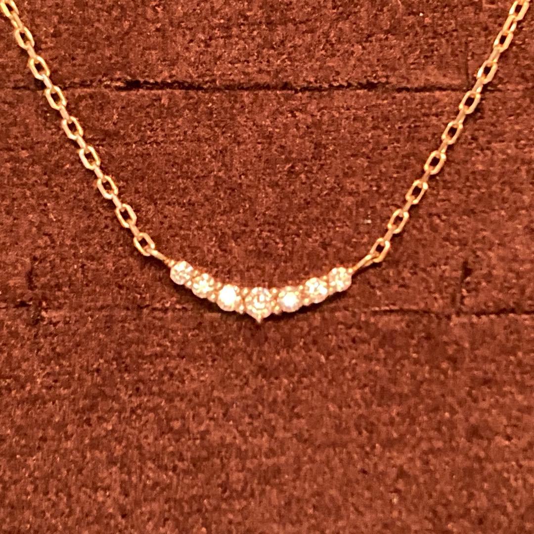 agete K10 yellow gold crescent moon necklace with 0.05ct diamonds on 40cm chain