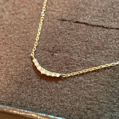 agete K10 yellow gold crescent moon necklace with 0.05ct diamonds on 40cm chain