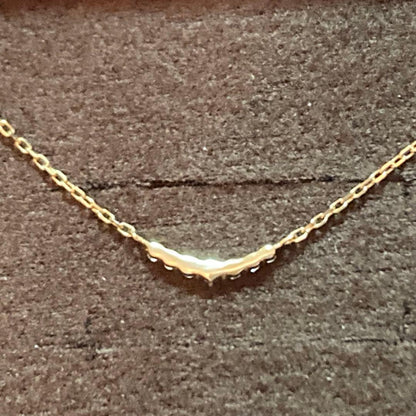 agete K10 yellow gold crescent moon necklace with 0.05ct diamonds on 40cm chain
