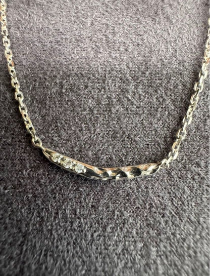 Agete 3P Diamond Silver Necklace with three diamonds and 40 cm silver chain