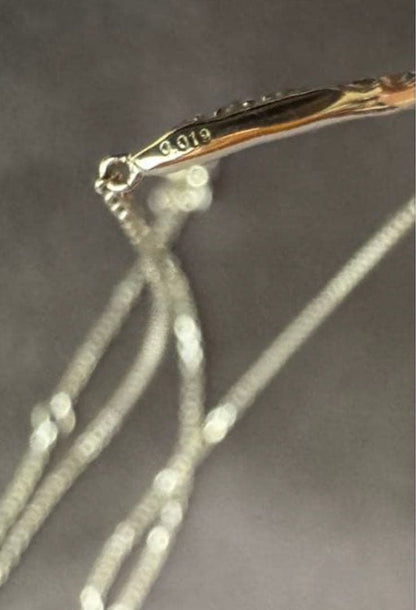 Agete 3P Diamond Silver Necklace with three diamonds and 40 cm silver chain
