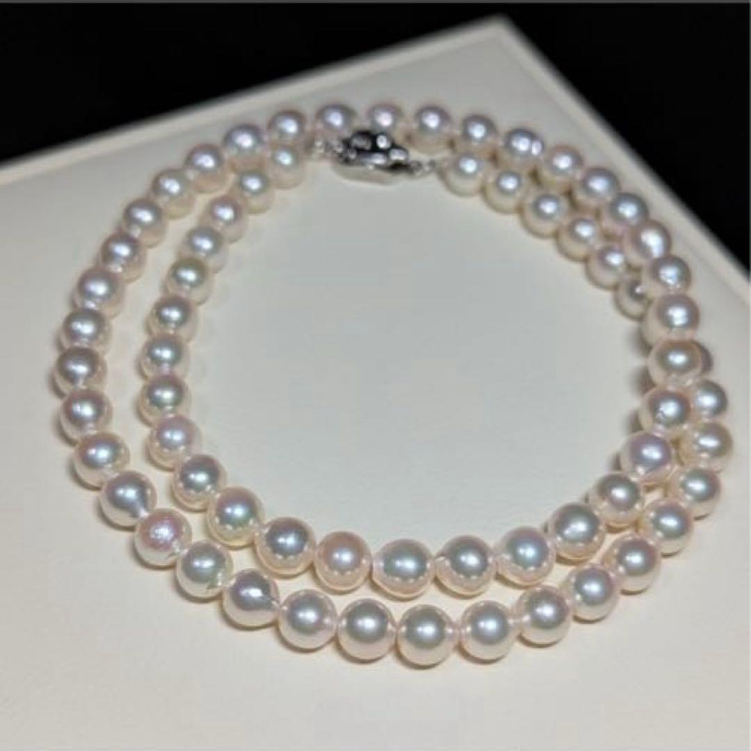 White Akoya pearl necklace with 5.5-6mm pearls and silver 925 clasp, 42cm length