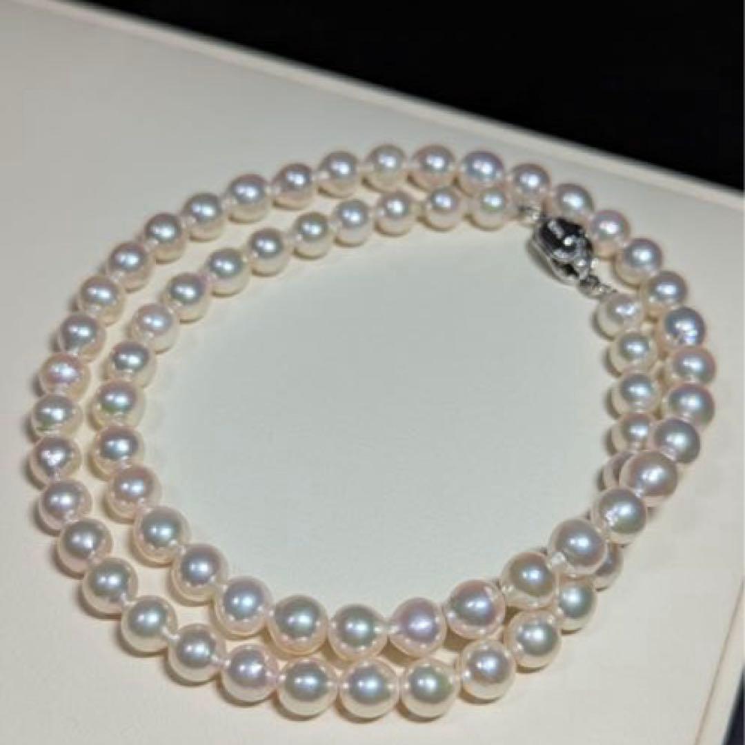 White Akoya pearl necklace with 5.5-6mm pearls and silver 925 clasp, 42cm length