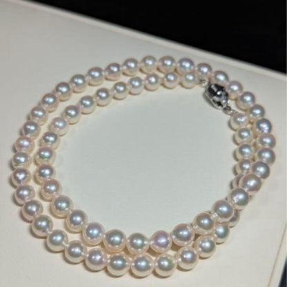 White Akoya pearl necklace with 5.5-6mm pearls and silver 925 clasp, 42cm length