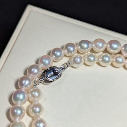 White Akoya pearl necklace with 5.5-6mm pearls and silver 925 clasp, 42cm length