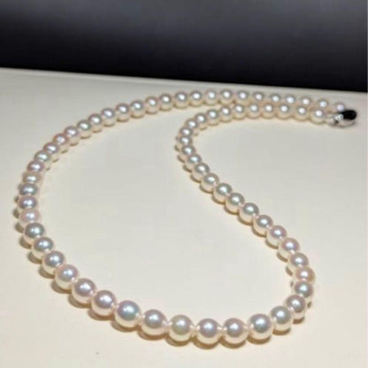 White Akoya pearl necklace with 5.5-6mm pearls and silver 925 clasp, 42cm length