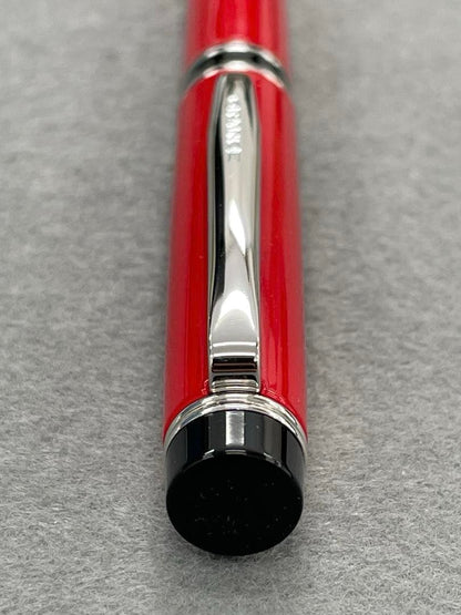 Red Pilot Gransee NC fountain pen with fine 14K gold nib, black accents, including converter and cartridges