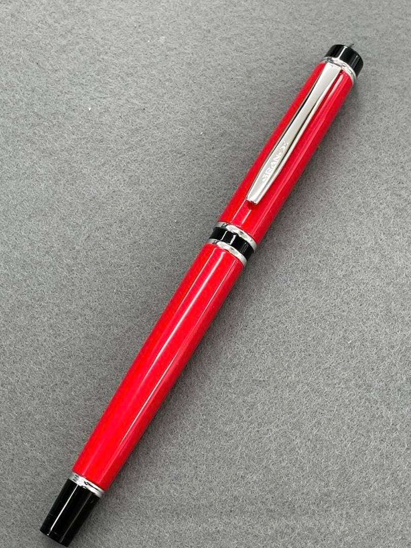 Red Pilot Gransee NC fountain pen with fine 14K gold nib, black accents, including converter and cartridges