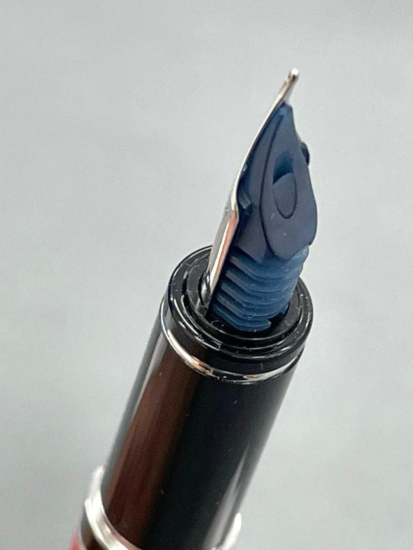 Red Pilot Gransee NC fountain pen with fine 14K gold nib, black accents, including converter and cartridges