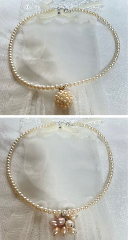 Pure Pearl Baby Pearl Necklace 4mm size in white freshwater or Akoya pearls with silver 925 clasp and 38cm length