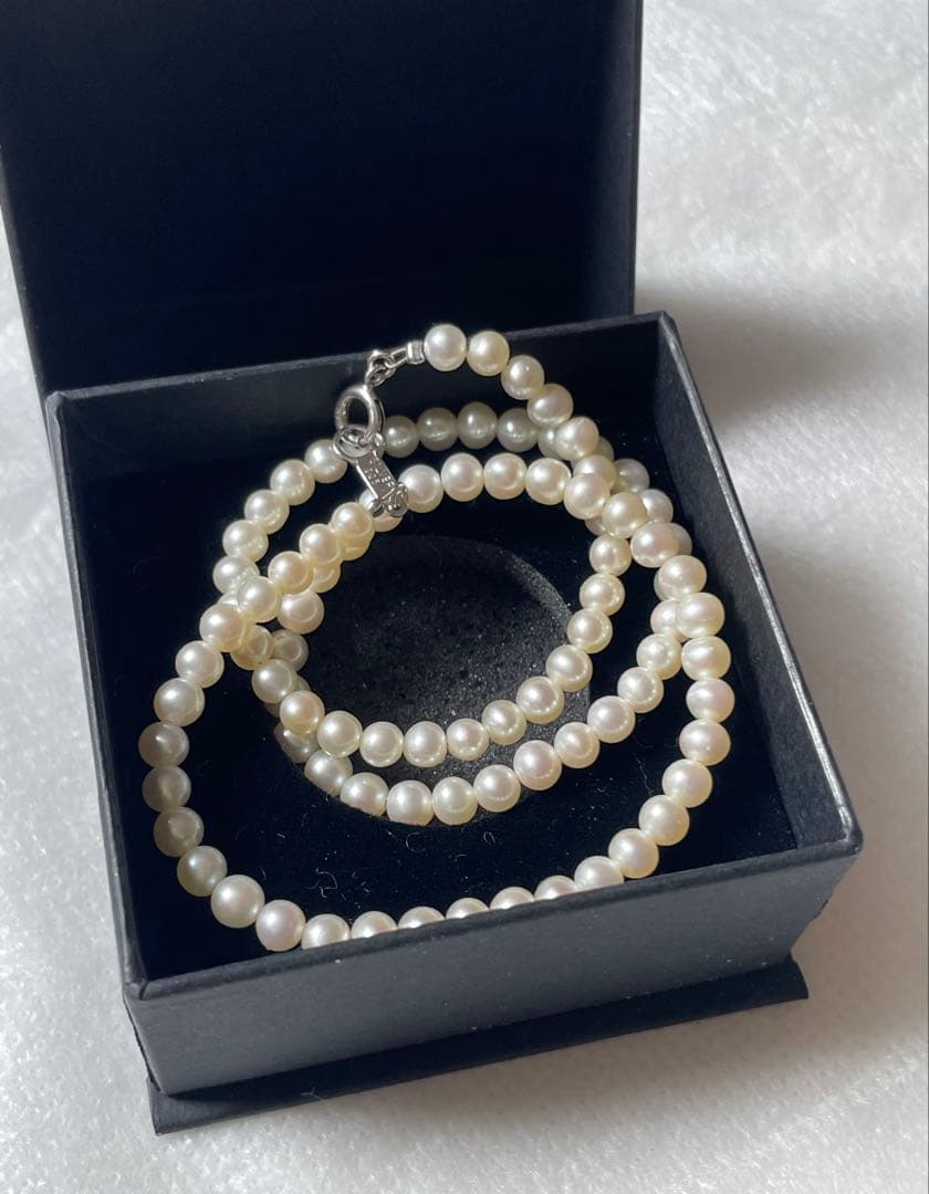 Pure Pearl Baby Pearl Necklace 4mm size in white freshwater or Akoya pearls with silver 925 clasp and 38cm length