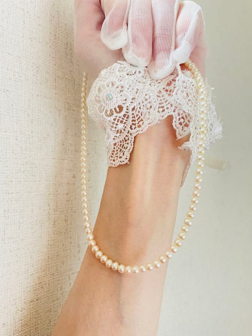 Pure Pearl Baby Pearl Necklace 4mm size in white freshwater or Akoya pearls with silver 925 clasp and 38cm length