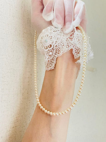 Pure Pearl Baby Pearl Necklace 4mm size in white freshwater or Akoya pearls with silver 925 clasp and 38cm length