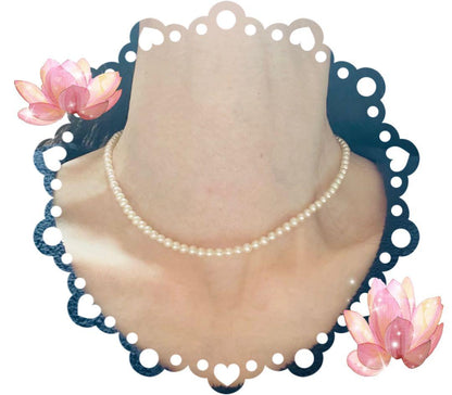 Pure Pearl Baby Pearl Necklace 4mm size in white freshwater or Akoya pearls with silver 925 clasp and 38cm length