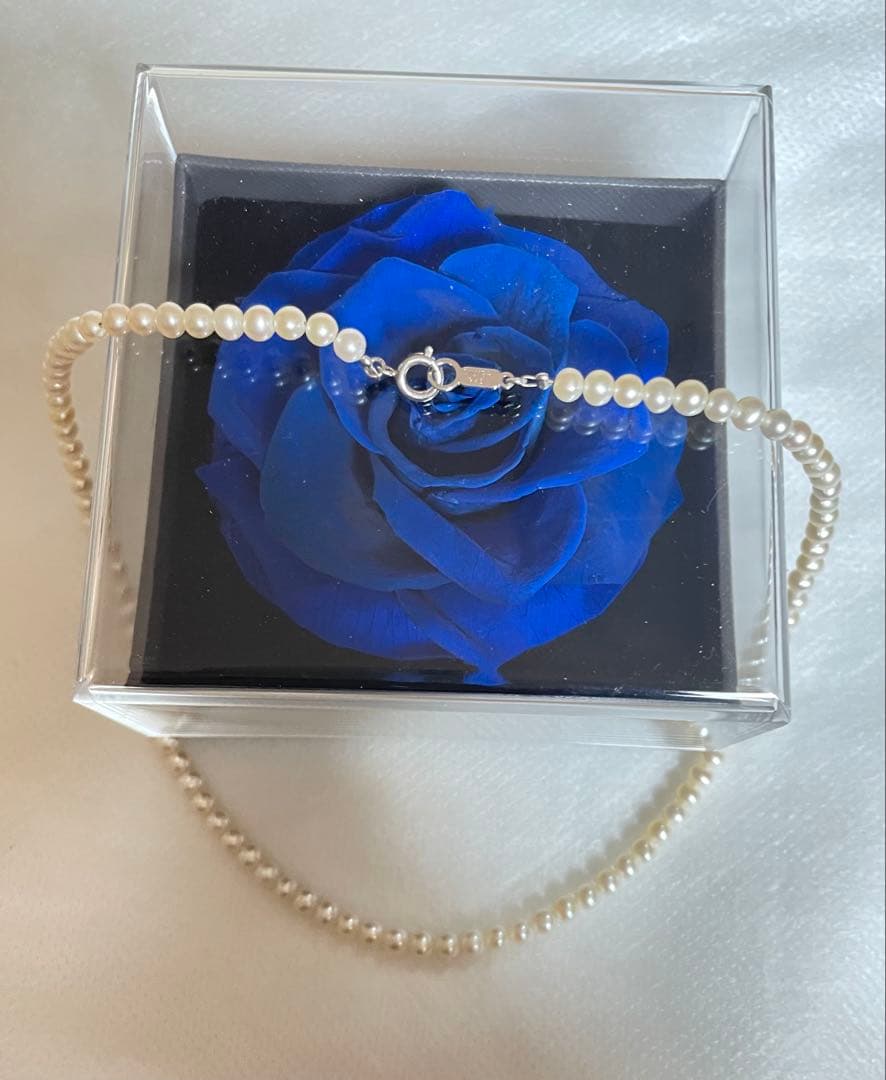 Pure Pearl Baby Pearl Necklace 4mm size in white freshwater or Akoya pearls with silver 925 clasp and 38cm length