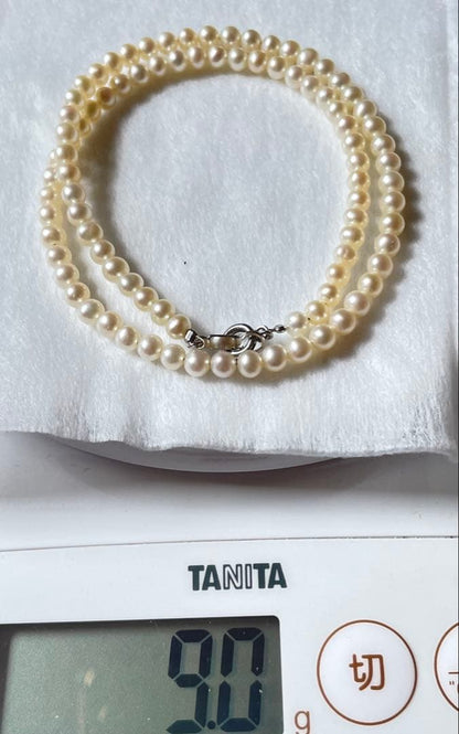 Pure Pearl Baby Pearl Necklace 4mm size in white freshwater or Akoya pearls with silver 925 clasp and 38cm length