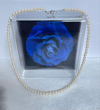 Pure Pearl Baby Pearl Necklace 4mm size in white freshwater or Akoya pearls with silver 925 clasp and 38cm length