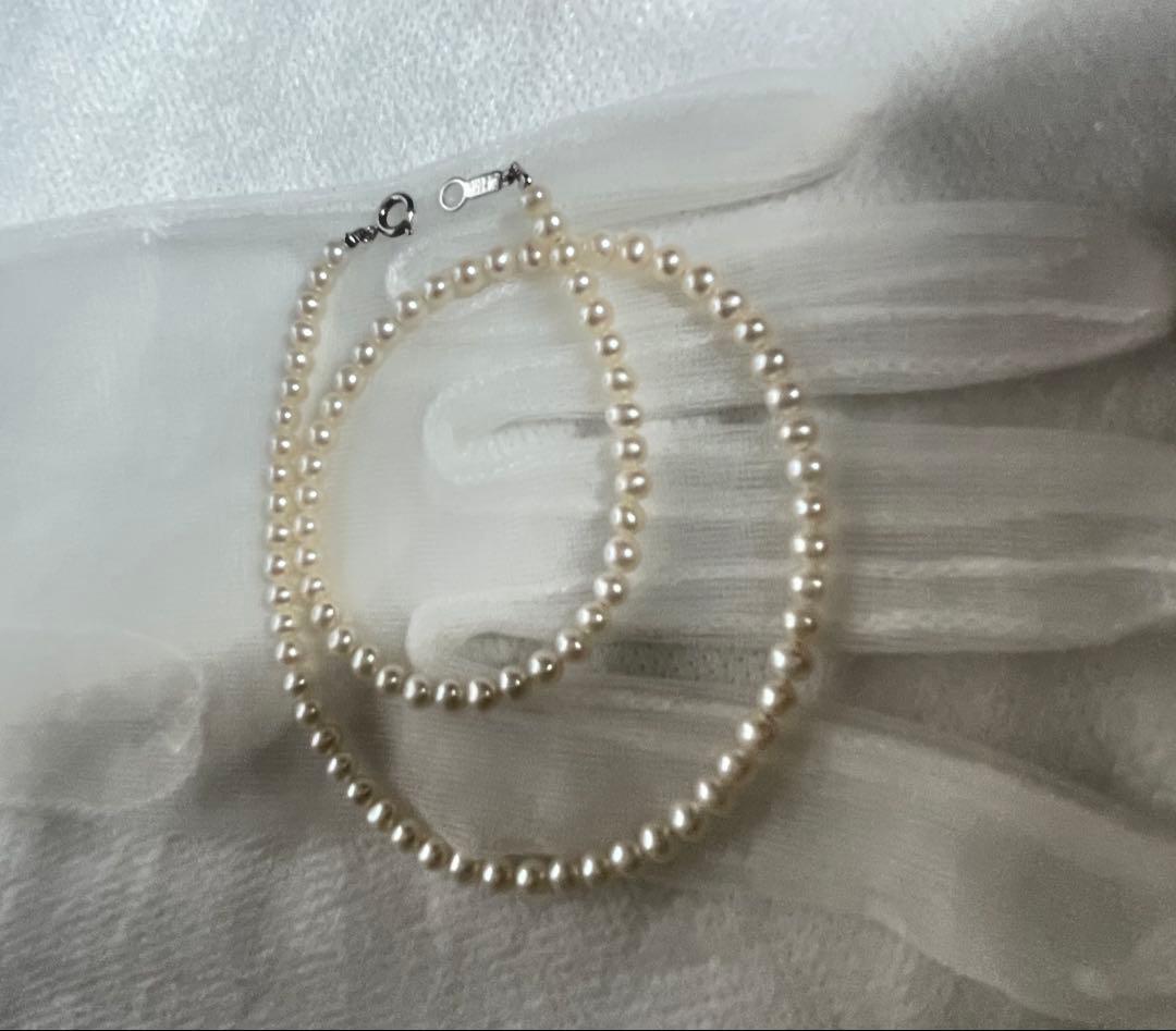 Pure Pearl Baby Pearl Necklace 4mm size in white freshwater or Akoya pearls with silver 925 clasp and 38cm length