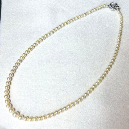 Akoya pearl necklace featuring gradation pearls sized 7.6 to 3.4 mm, 45 cm (17.7 in) length