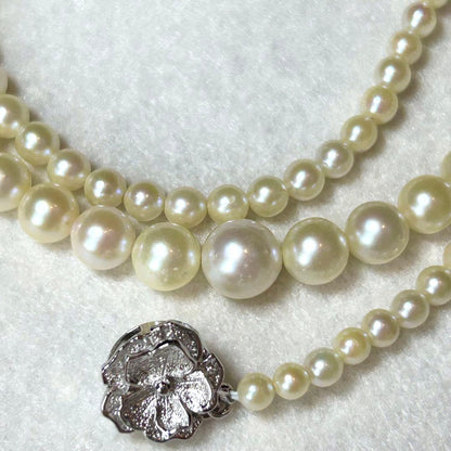 Akoya pearl necklace featuring gradation pearls sized 7.6 to 3.4 mm, 45 cm (17.7 in) length