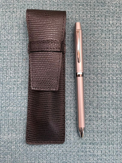 Pilot Multi-Function Pen Z-GR-SBN New silver metal and leather ballpoint pen and mechanical pencil with pen case and box