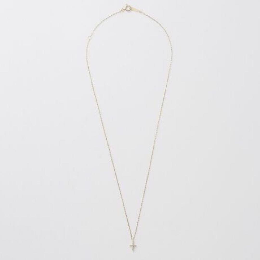 Law agete K10 yellow gold diamond cross motif necklace with 0.03ct diamonds and 40cm chain