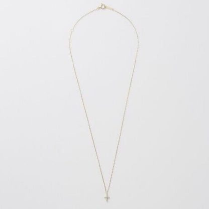 Law agete K10 yellow gold diamond cross motif necklace with 0.03ct diamonds and 40cm chain