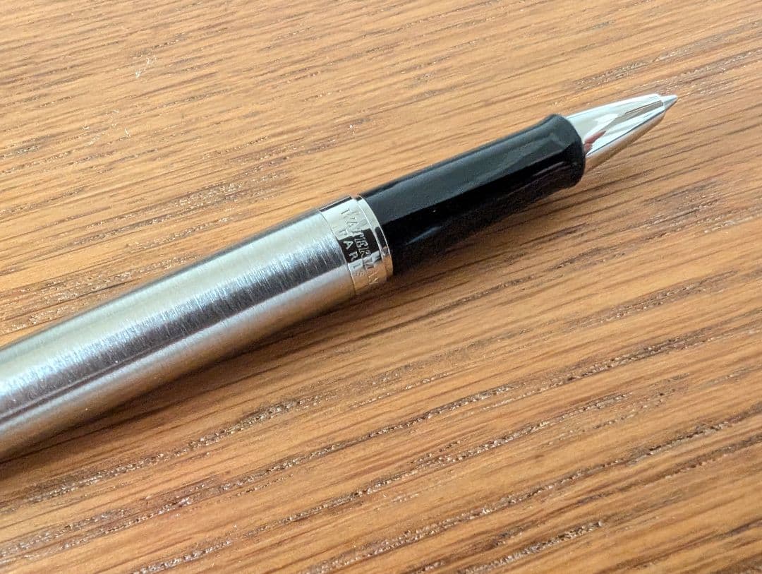 WATERMAN Paris ballpoint and rollerball pen set in silver stainless steel finish with included box
