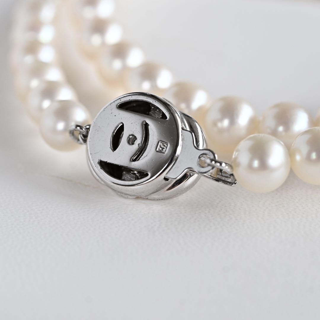 Takatsuki pearl necklace and matching earrings set with round 7mm Aoyama pearls and silver clasps