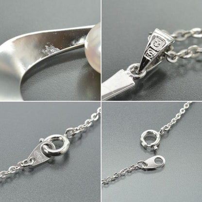 TASAKI silver necklace featuring a 6.6mm pearl and pendant with 40cm chain displayed with case