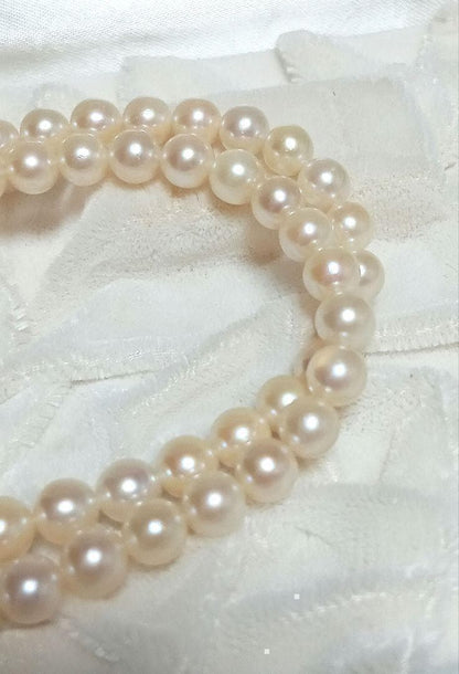 Kuro Pearls Akoya Pearl Necklace with 6.3mm white round pearls on a Silver 925 chain approx 40cm long