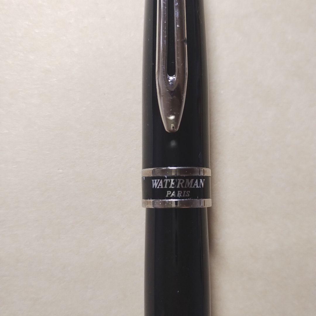 WATERMAN Expert Black Fountain Pen made of black resin with silver accents, shown capped