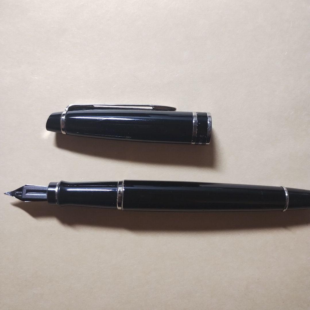 WATERMAN Expert Black Fountain Pen made of black resin with silver accents, shown capped