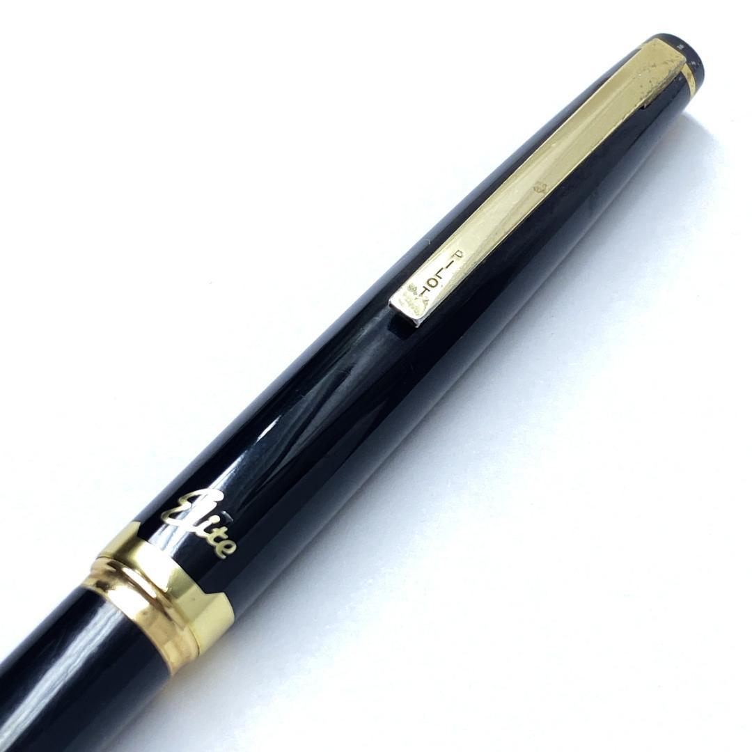 PILOT Elite Fountain Pen with 18K-750 fine tip, sleek black body, and polished gold accents