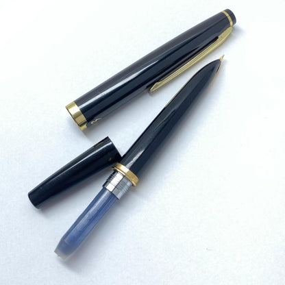 PILOT Elite Fountain Pen with 18K-750 fine tip, sleek black body, and polished gold accents