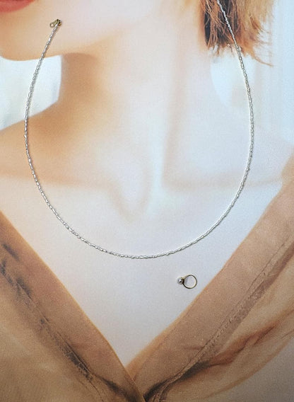 Akoya Bead Baby Ring Top K18 necklace with 1.5-2mm beads and 3.5mm 18K gold ring pendant on 41.5cm chain