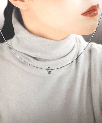 Akoya Bead Baby Ring Top K18 necklace with 1.5-2mm beads and 3.5mm 18K gold ring pendant on 41.5cm chain