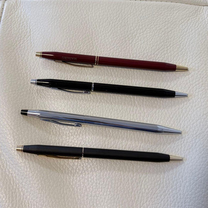CROSS Classic Century ballpoint pen set with 4 pens in Bordeaux, Black, Chrome, and Matte Black colors