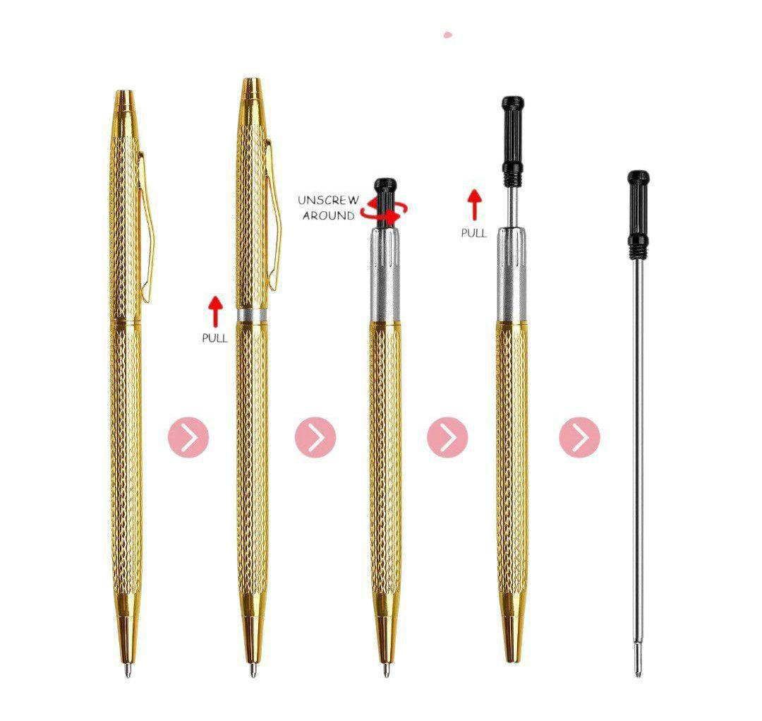 Girosh style gunmetal black chrome twist ballpoint pen with wave-pattern lattice design