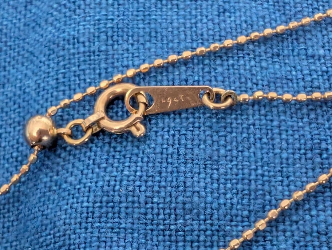 agete K10 pink gold necklace with adjustable pin slider cut chain, approximately 44 cm length