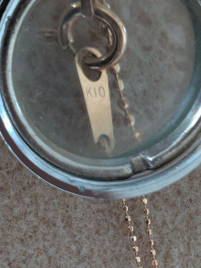 agete K10 pink gold necklace with adjustable pin slider cut chain, approximately 44 cm length