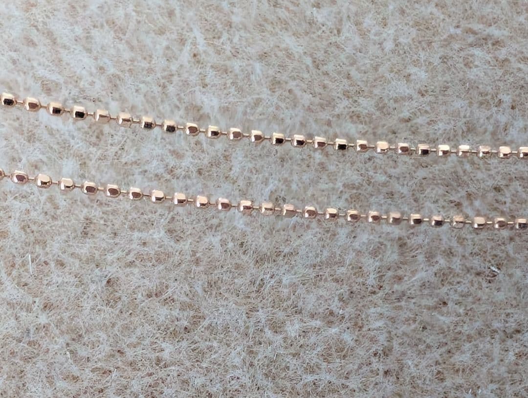 agete K10 pink gold necklace with adjustable pin slider cut chain, approximately 44 cm length