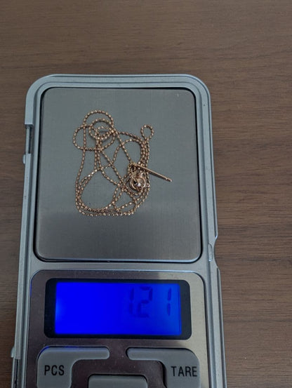 agete K10 pink gold necklace with adjustable pin slider cut chain, approximately 44 cm length